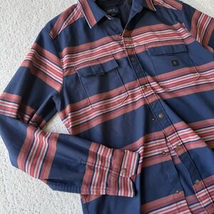 Roark Revival Alpinist Flannel Striped Shirt Wool Blend Snap Classic Fit Mens M